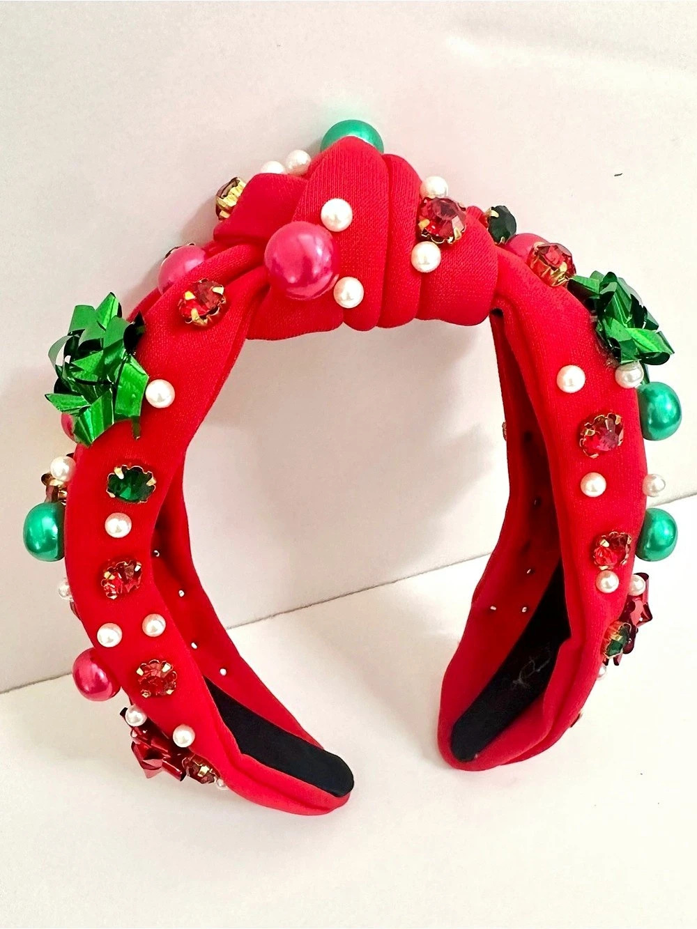 Beaded Embellished Headband in Red & Green Christmas NWT